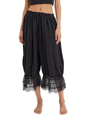 Ruffle Long Bloomers with Lace Trim | Y2K Style Women's Pants | Trendy Fashion